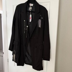 L'ATISTE Black Blazer with Silver Accents
